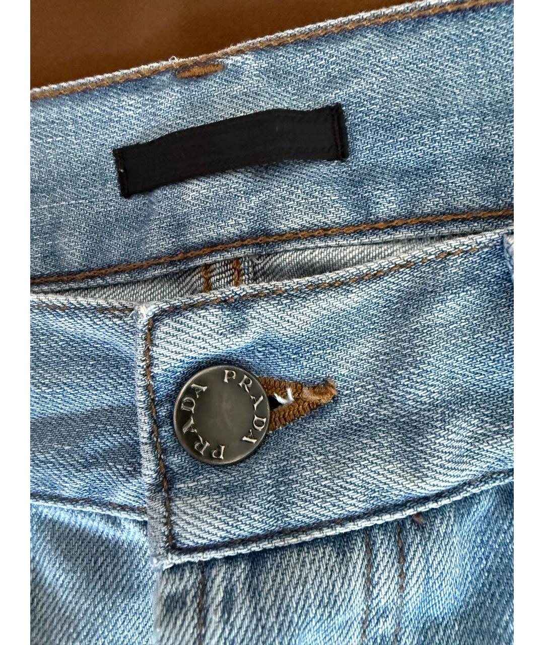 PRADA Голубые хлопковые прямые джинсы, фото 3