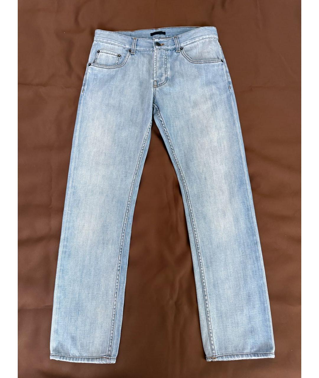 PRADA Голубые хлопковые прямые джинсы, фото 9