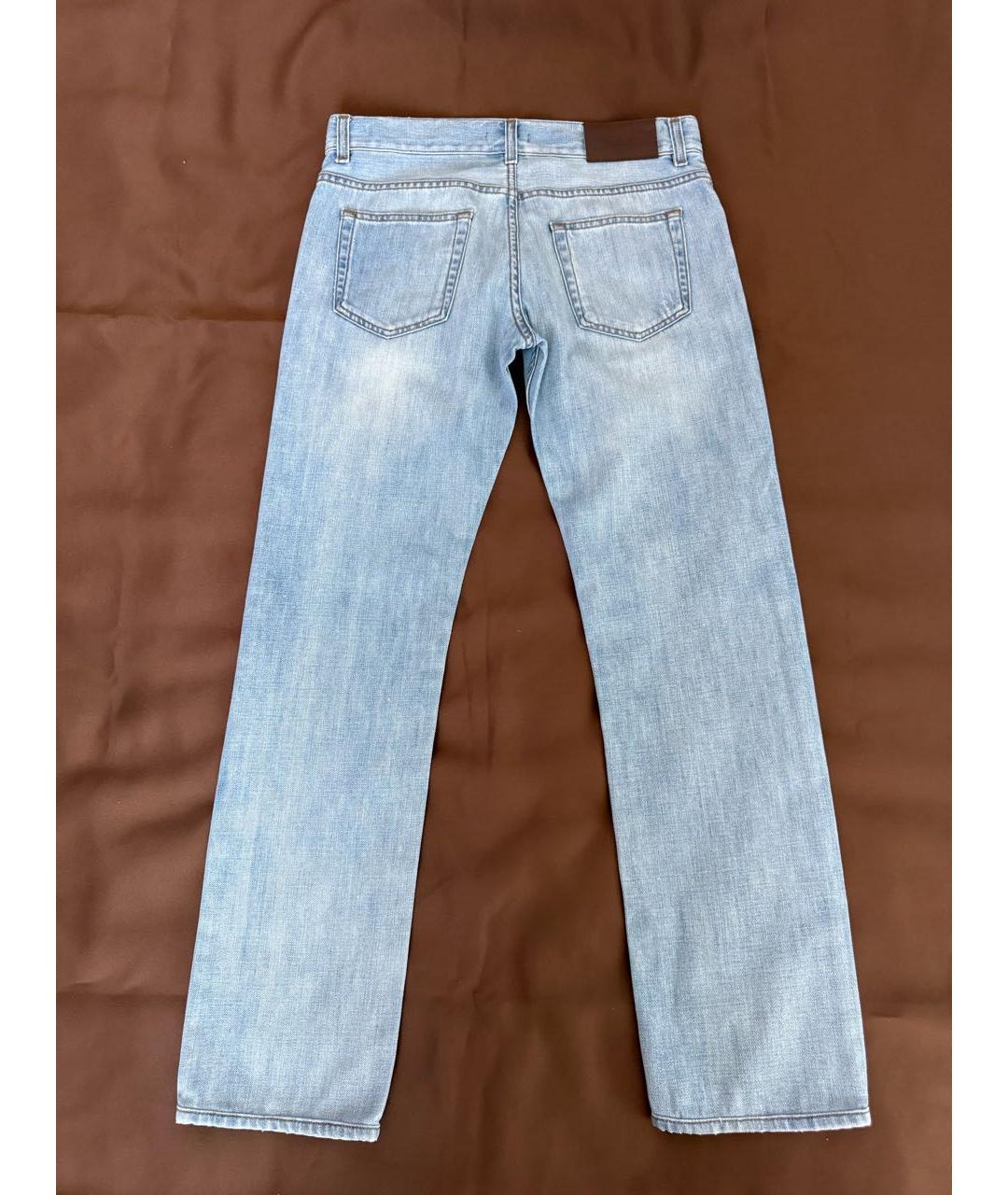 PRADA Голубые хлопковые прямые джинсы, фото 2