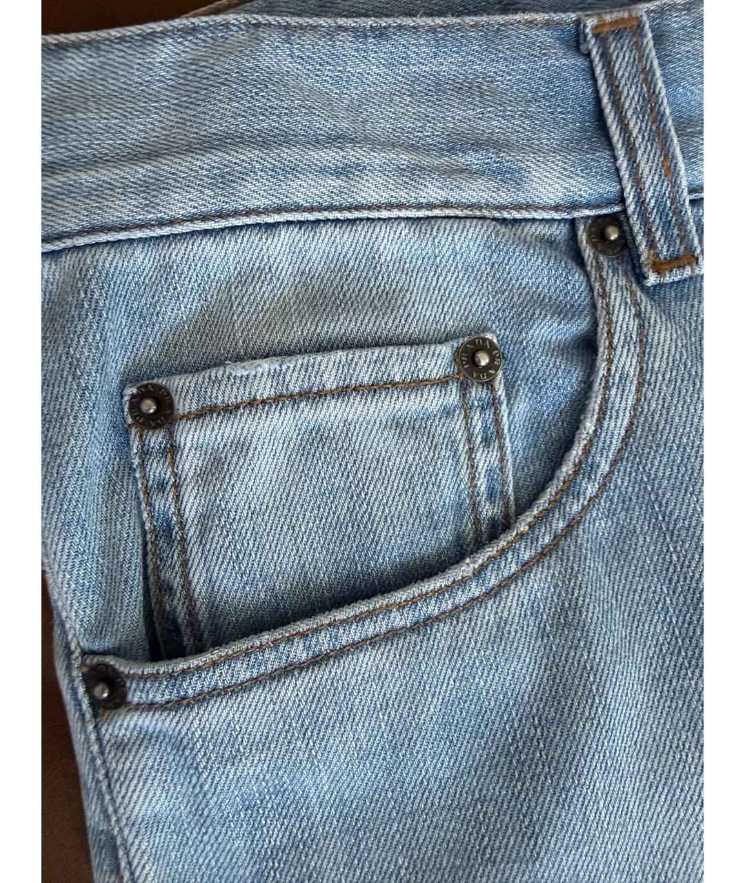 PRADA Голубые хлопковые прямые джинсы, фото 7