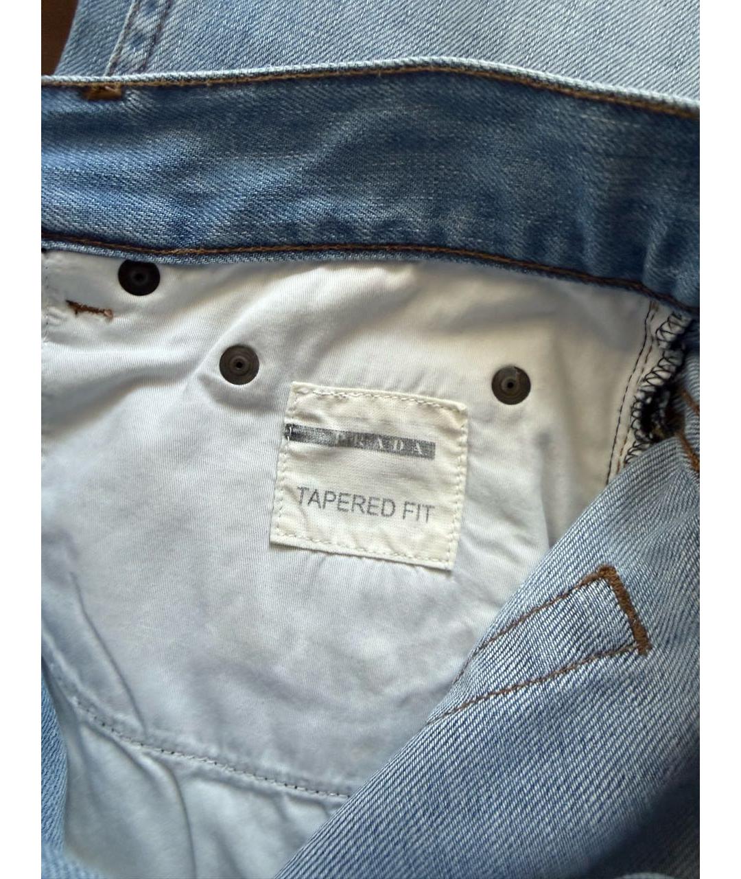 PRADA Голубые хлопковые прямые джинсы, фото 6