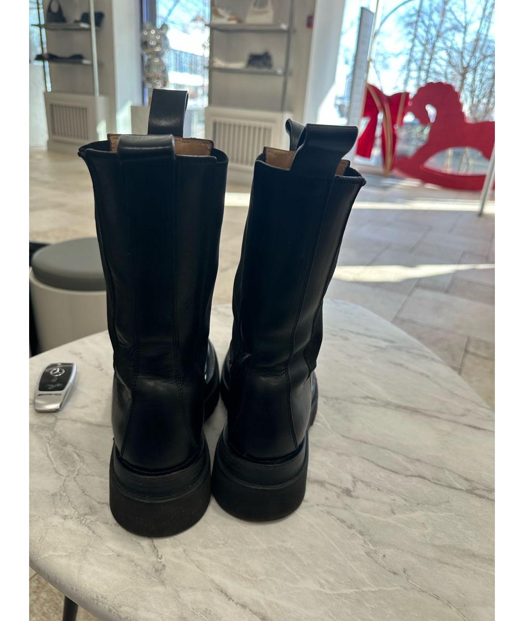 BOTTEGA VENETA Черные кожаные полусапоги, фото 3