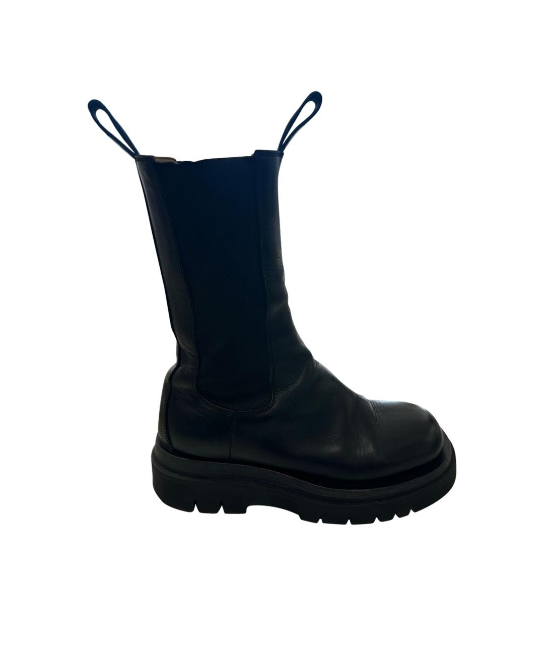 BOTTEGA VENETA Черные кожаные полусапоги, фото 1