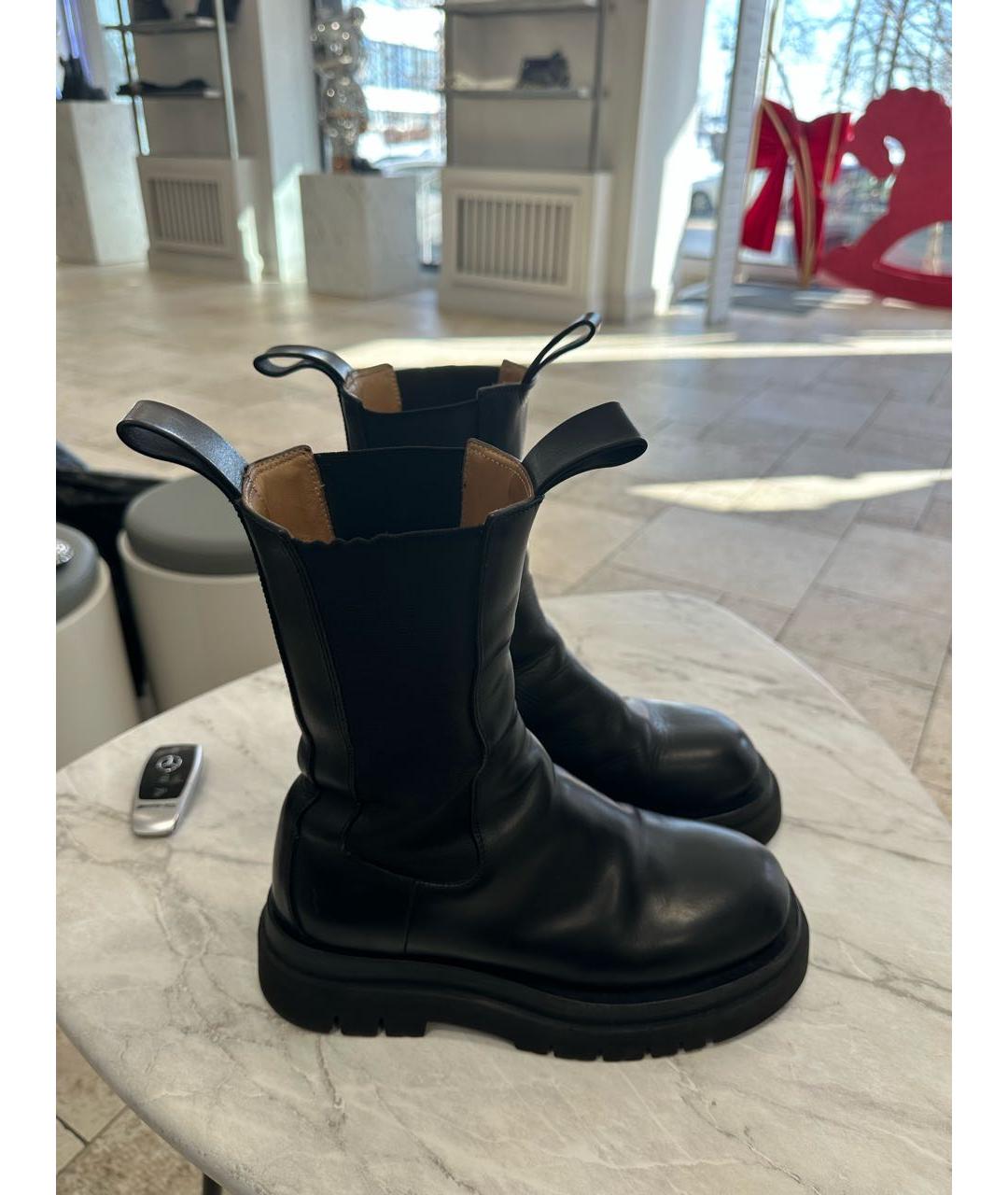 BOTTEGA VENETA Черные кожаные полусапоги, фото 2