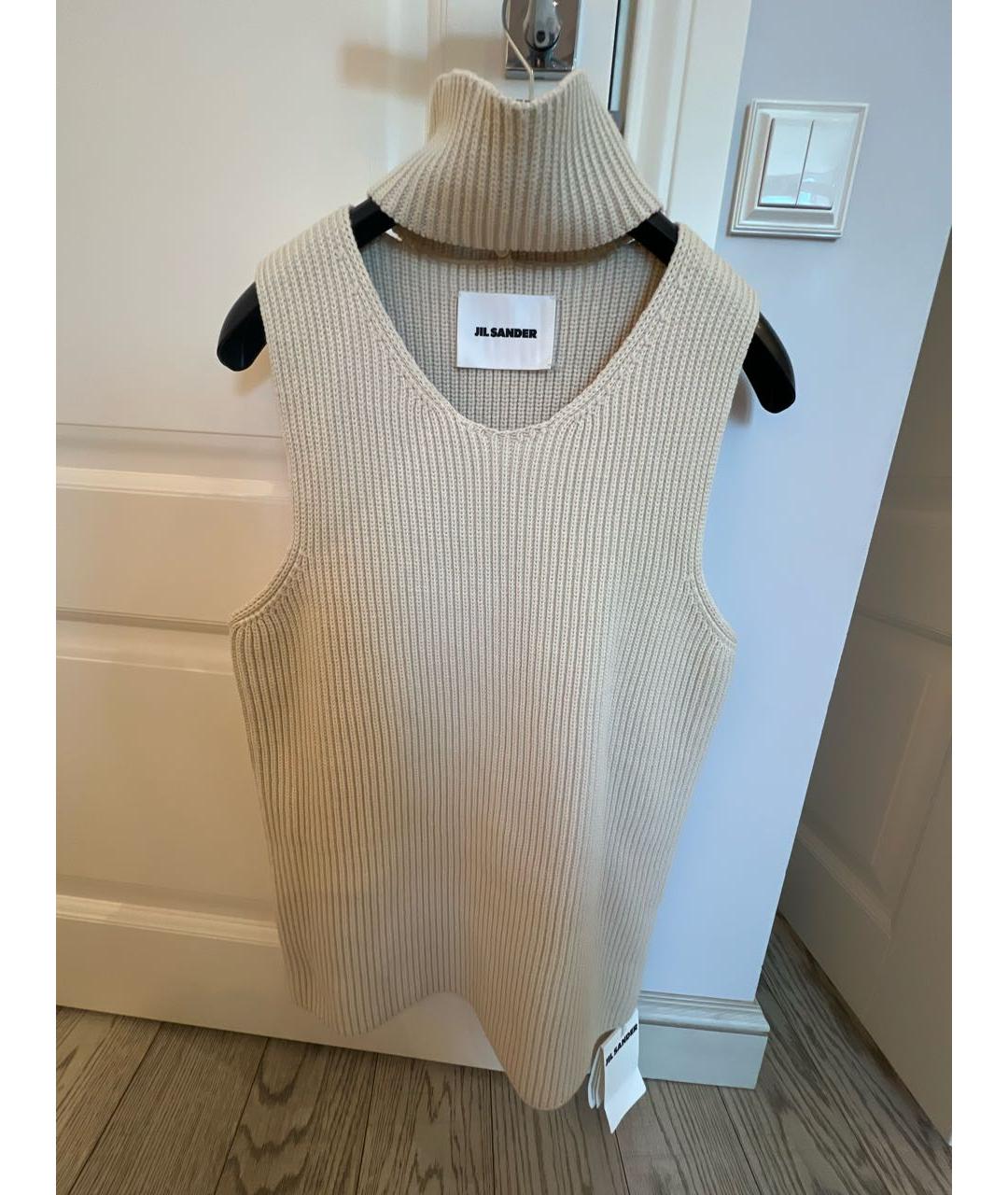 JIL SANDER Бежевая хлопковая жилетка, фото 5