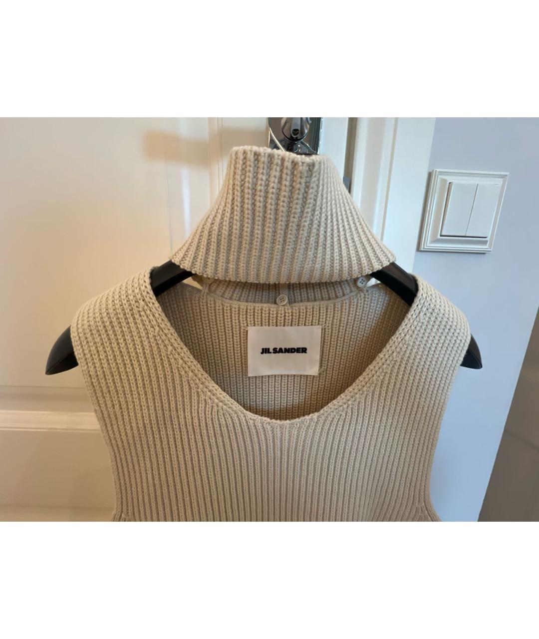JIL SANDER Бежевая хлопковая жилетка, фото 3