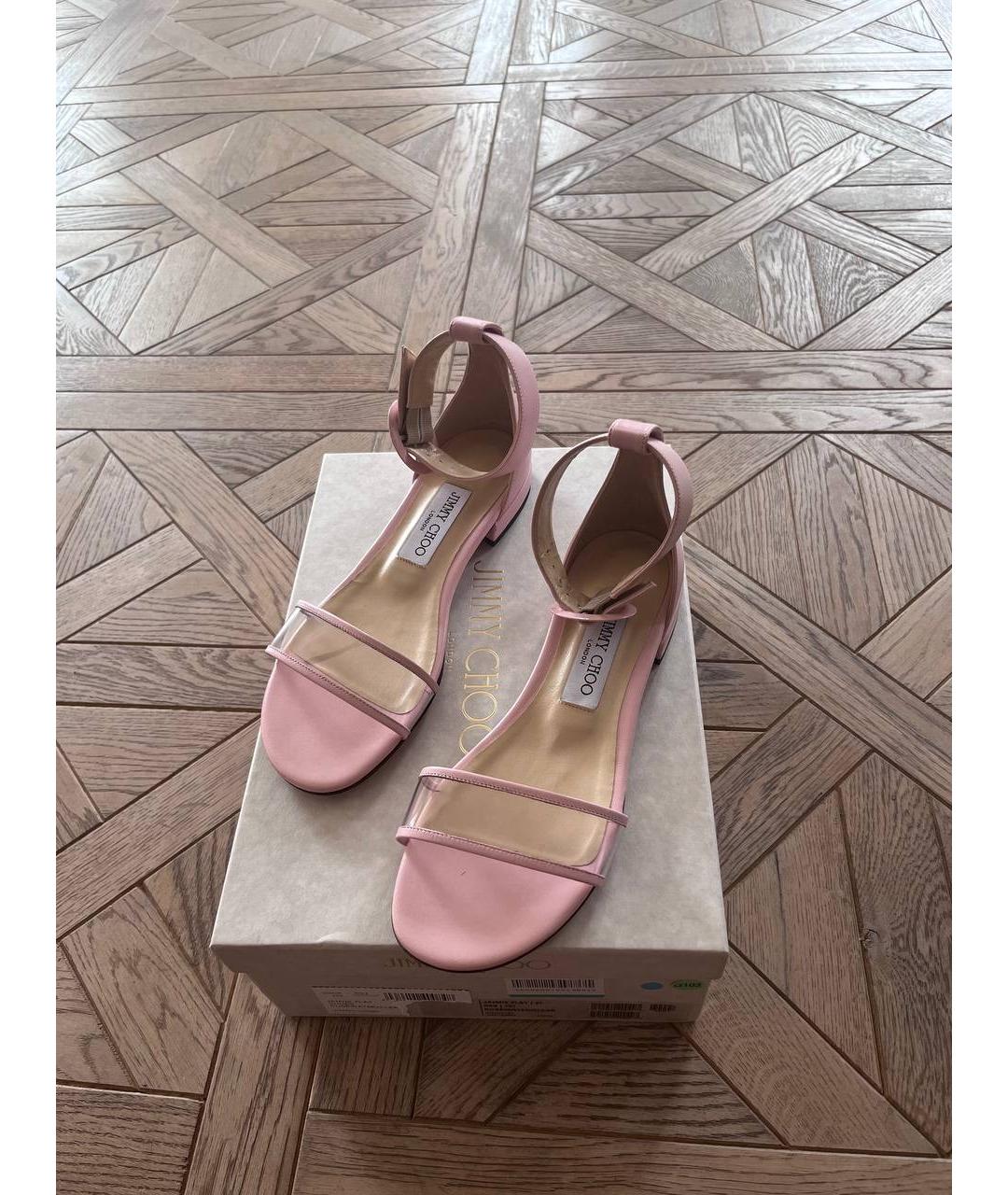 JIMMY CHOO Розовые кожаные босоножки, фото 2