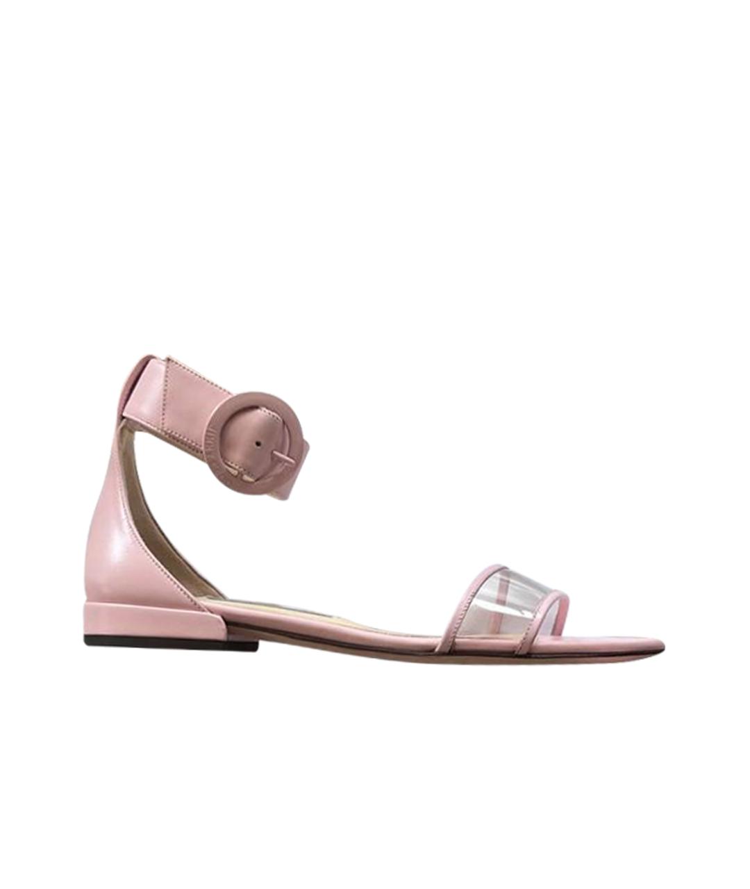 JIMMY CHOO Розовые кожаные босоножки, фото 1