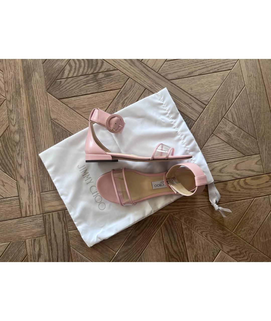 JIMMY CHOO Розовые кожаные босоножки, фото 4