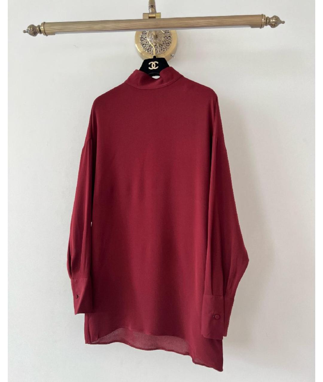 VALENTINO Бордовая шелковая рубашка, фото 9