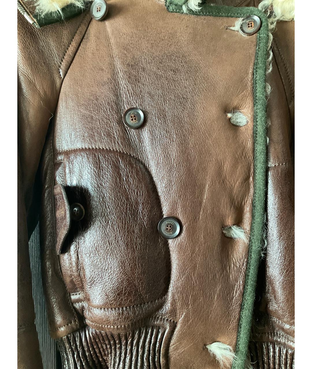 GUCCI Коричневая кожаная дубленка, фото 4