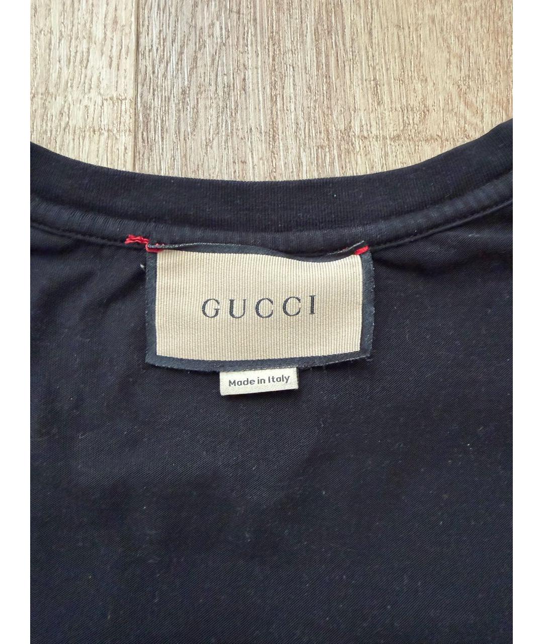 GUCCI Черная хлопковая футболка, фото 3