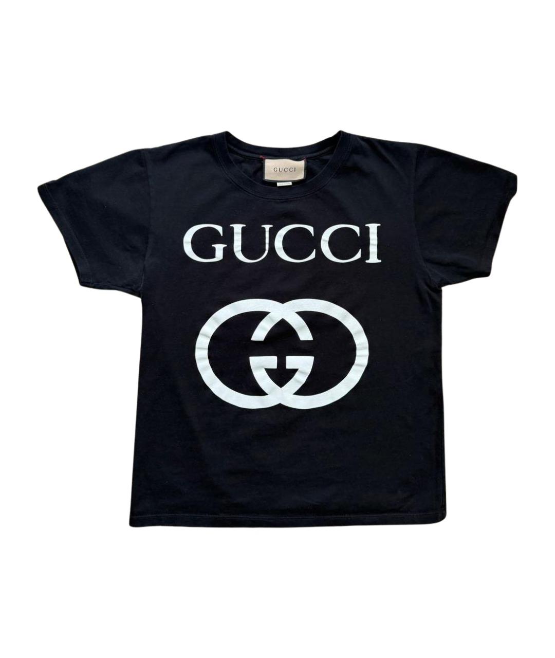 GUCCI Черная хлопковая футболка, фото 1