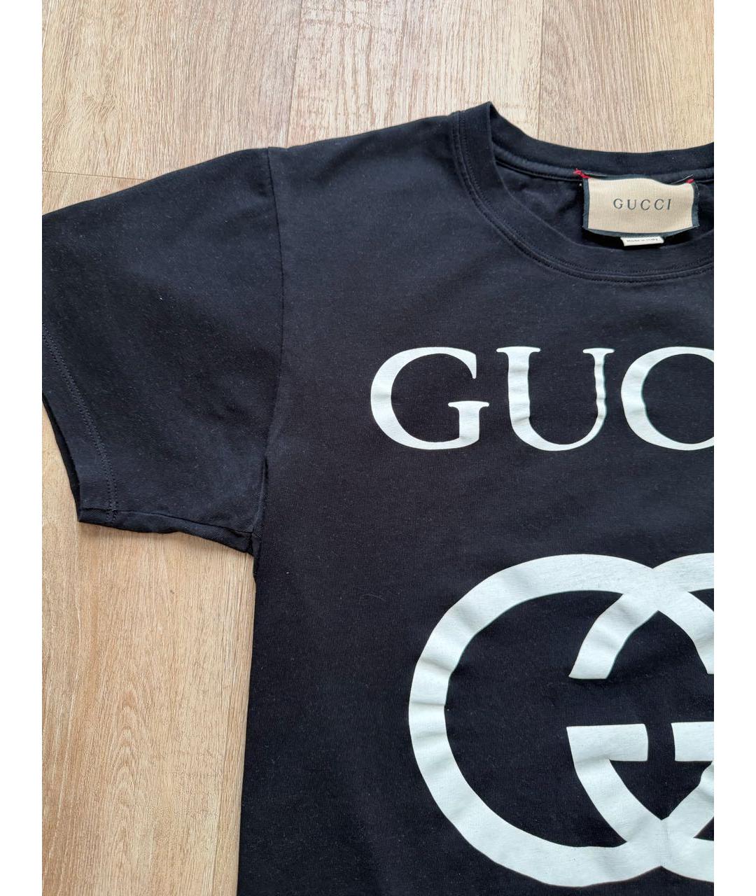 GUCCI Черная хлопковая футболка, фото 4