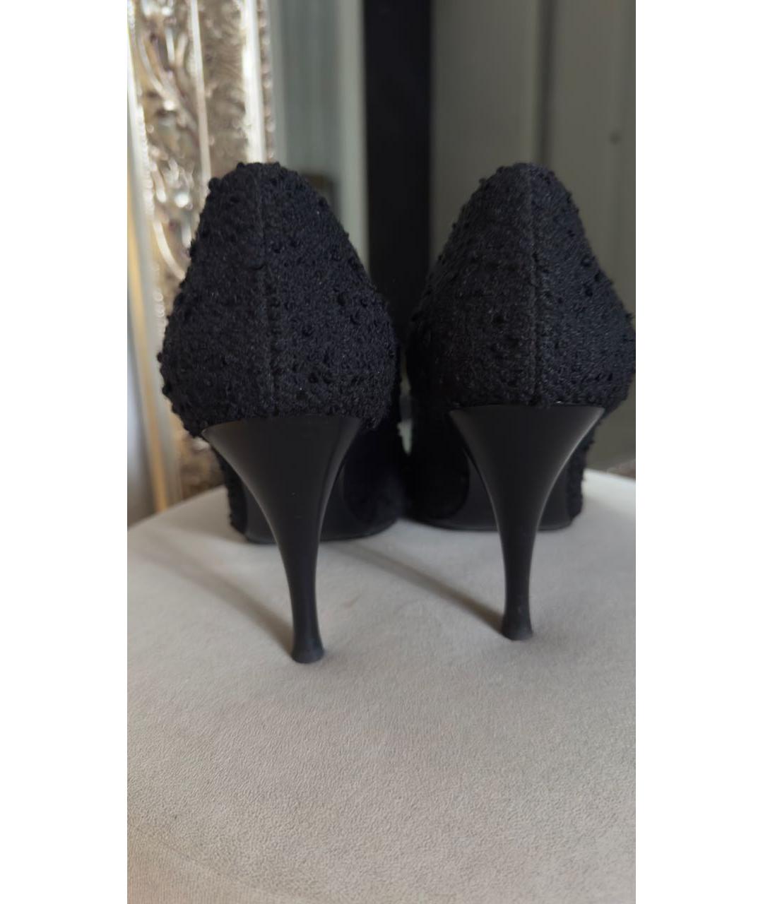 SAINT LAURENT Черные текстильные туфли, фото 4