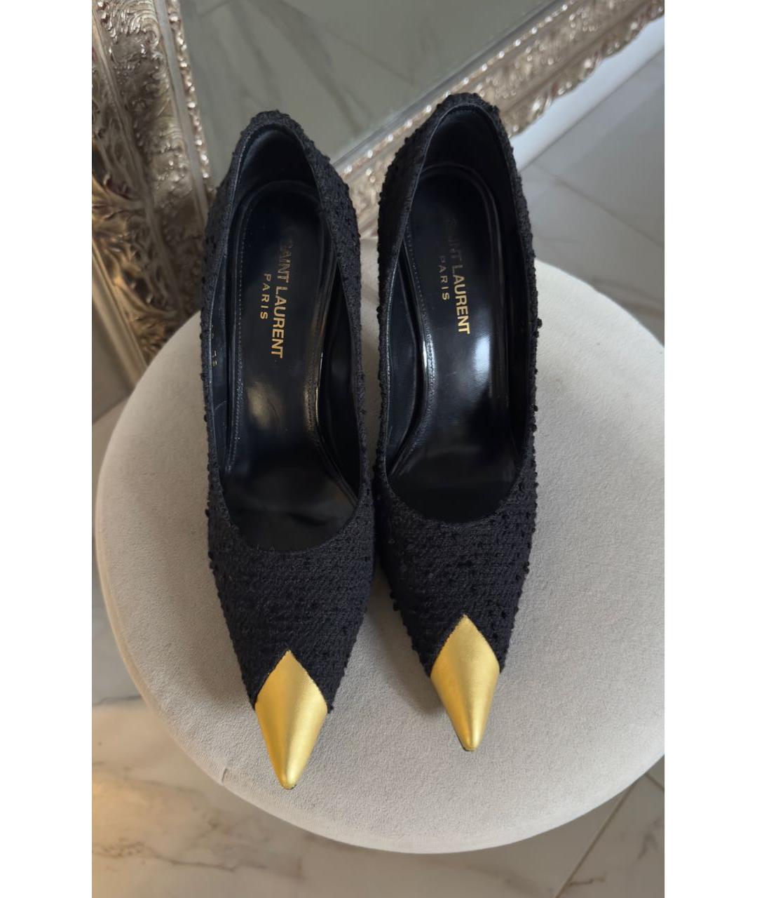 SAINT LAURENT Черные текстильные туфли, фото 2