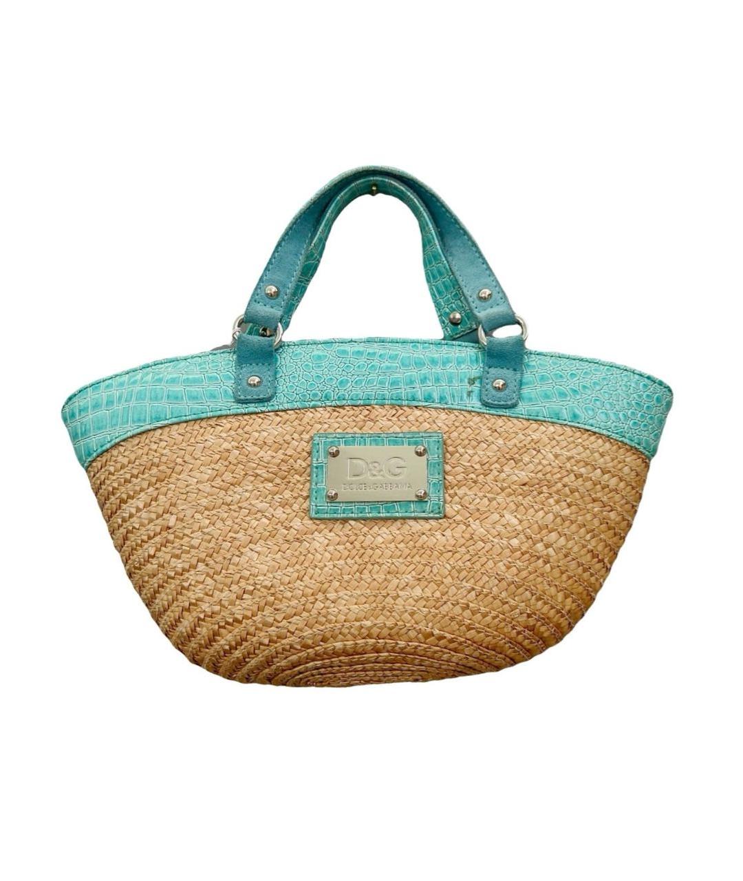 DOLCE&GABBANA Бежевая пелетеная пляжная сумка, фото 1