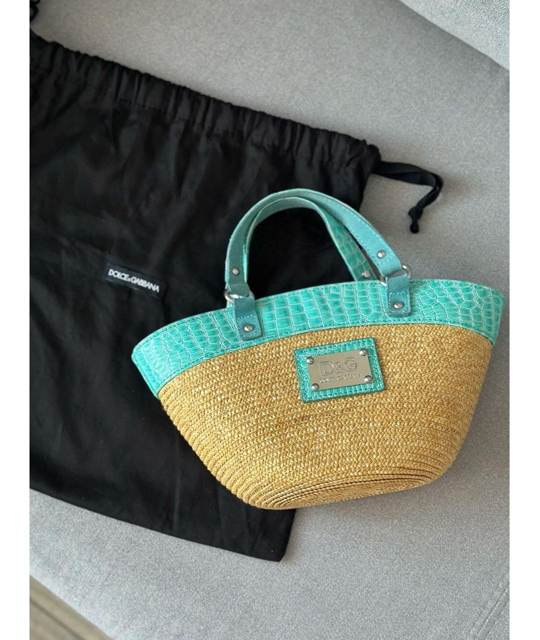 DOLCE&GABBANA Бежевая пелетеная пляжная сумка, фото 2