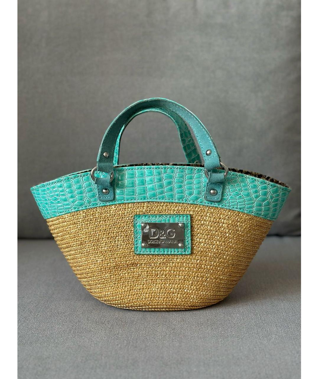 DOLCE&GABBANA Бежевая пелетеная пляжная сумка, фото 3