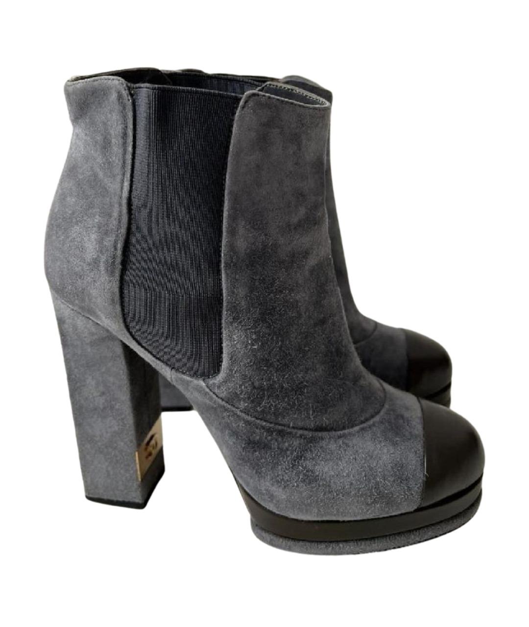 CHANEL Серые замшевые ботинки, фото 1