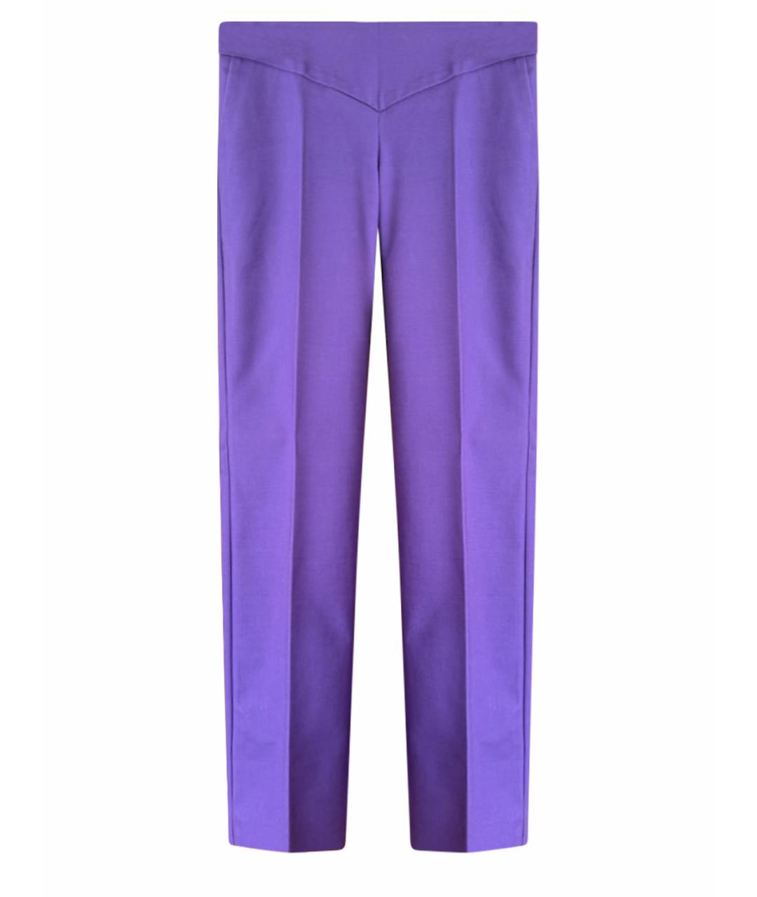 VERSACE Фиолетовые хлопко-эластановые прямые брюки, фото 1