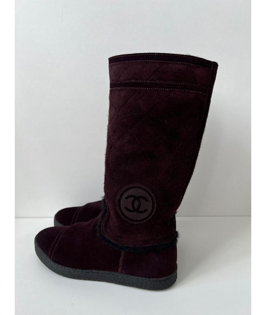 CHANEL Бордовые сапоги, фото 2