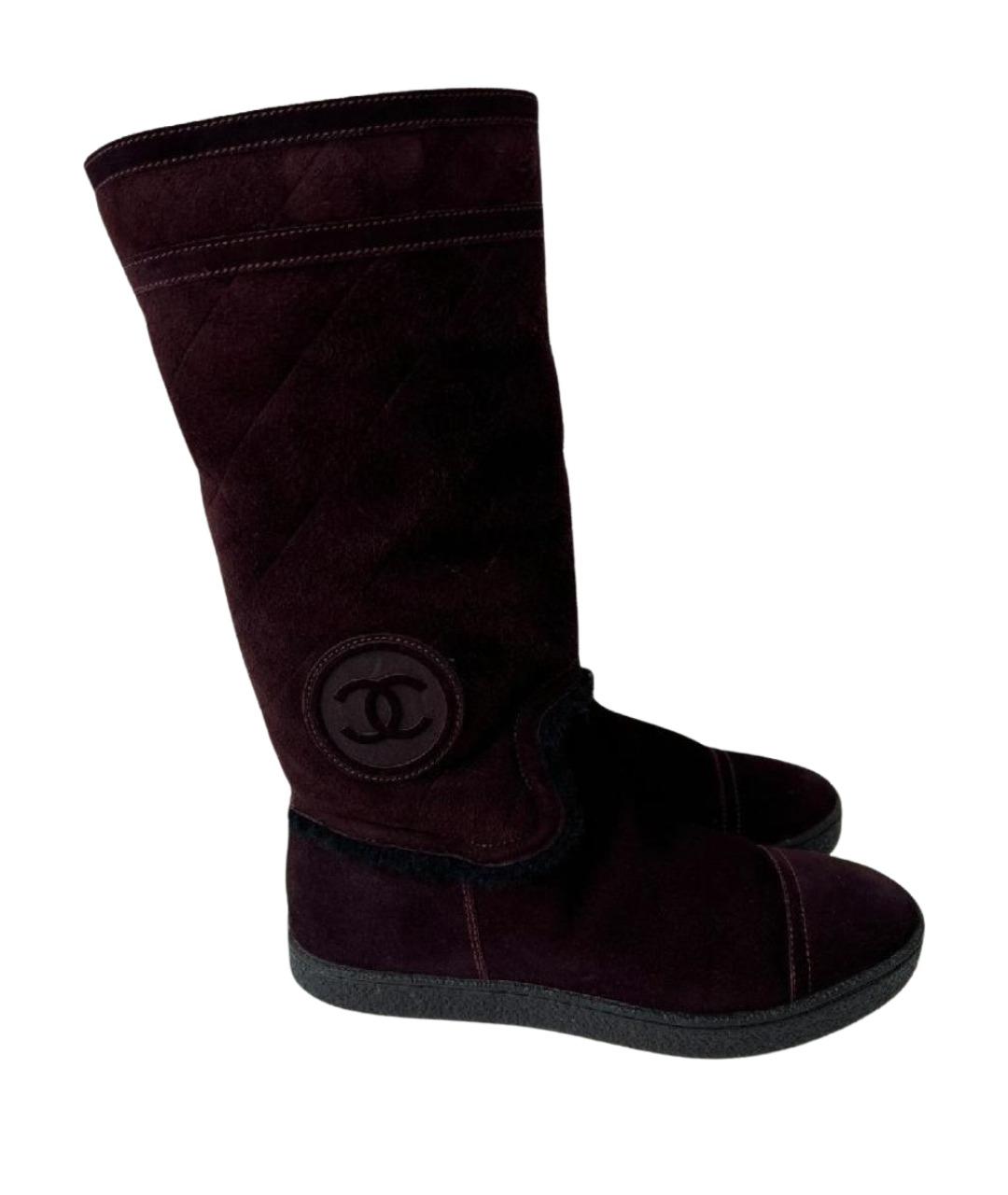 CHANEL Бордовые сапоги, фото 1