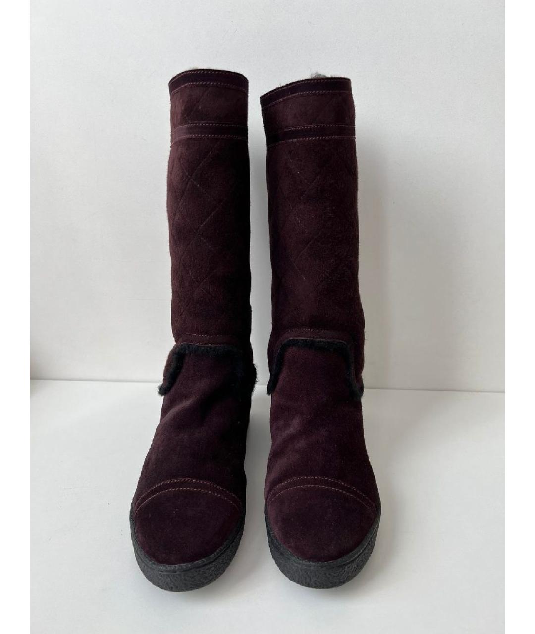 CHANEL Бордовые сапоги, фото 3
