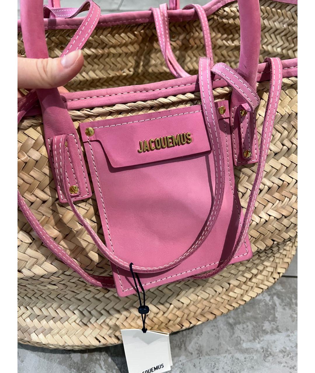 JACQUEMUS Бежевая пелетеная пляжная сумка, фото 6