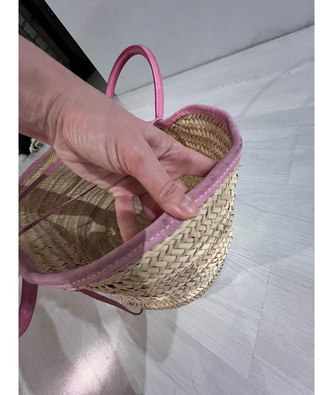 JACQUEMUS Бежевая пелетеная пляжная сумка, фото 4