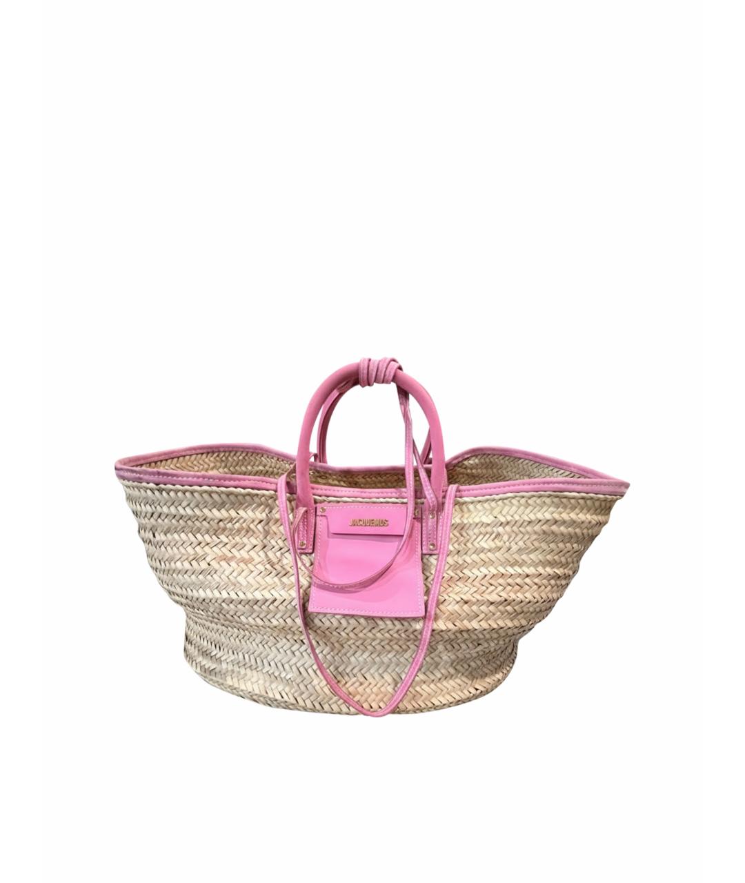 JACQUEMUS Бежевая пелетеная пляжная сумка, фото 1