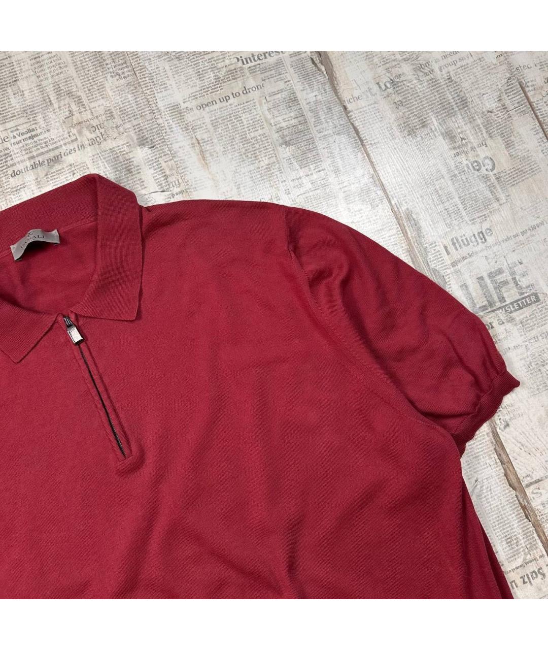 CANALI Красное хлопковое поло с коротким рукавом, фото 2