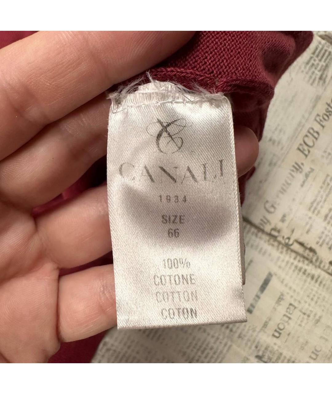 CANALI Красное хлопковое поло с коротким рукавом, фото 4