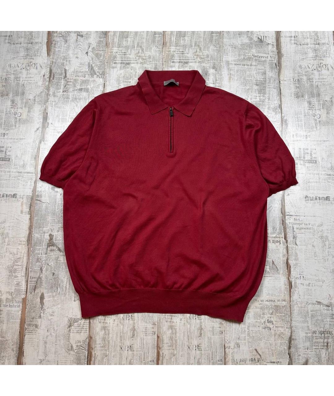 CANALI Красное хлопковое поло с коротким рукавом, фото 6
