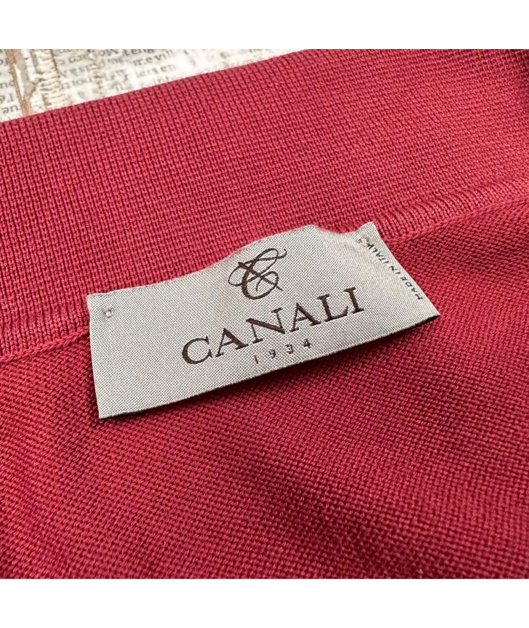 CANALI Красное хлопковое поло с коротким рукавом, фото 3