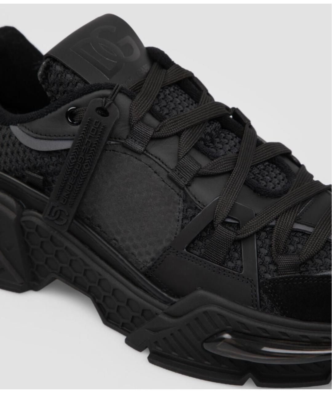 DOLCE&GABBANA Черные текстильные низкие кроссовки / кеды, фото 4