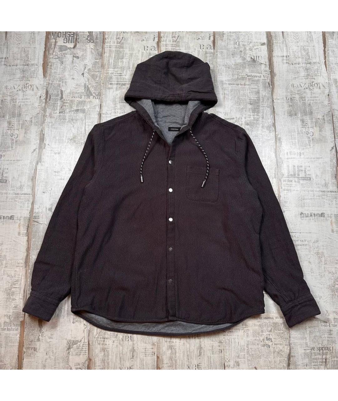 ZZEGNA Серая хлопковая кэжуал рубашка, фото 2