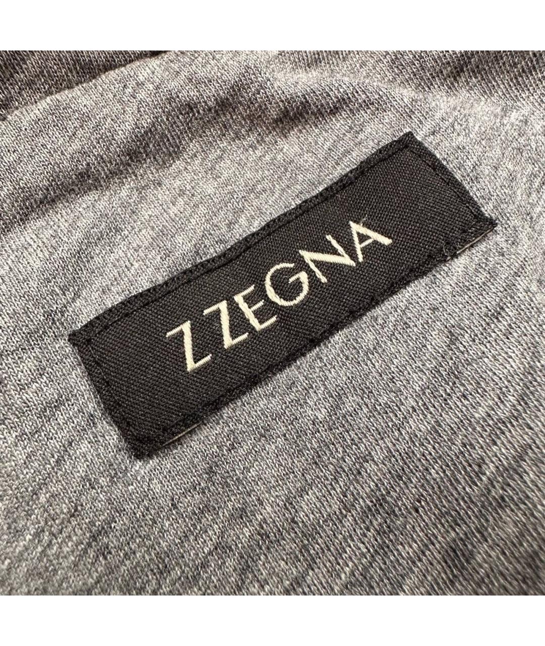 ZZEGNA Серая хлопковая кэжуал рубашка, фото 5