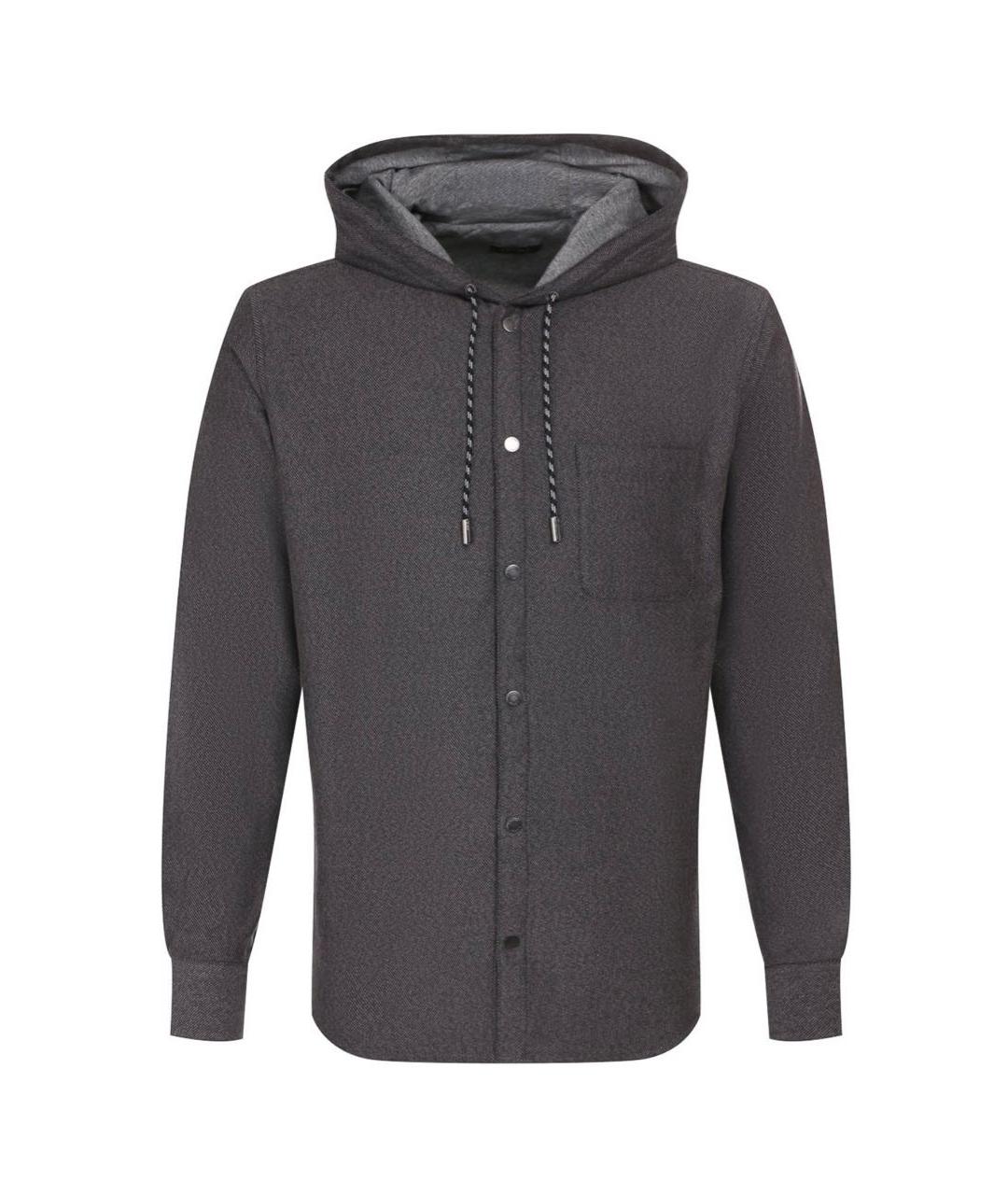 ZZEGNA Серая хлопковая кэжуал рубашка, фото 1