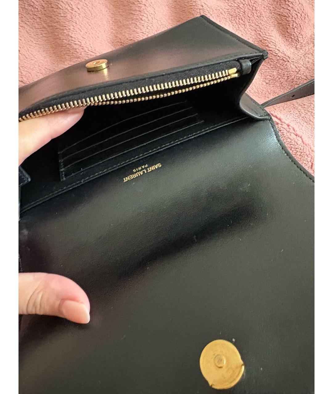 SAINT LAURENT Черная кожаная поясная сумка, фото 2