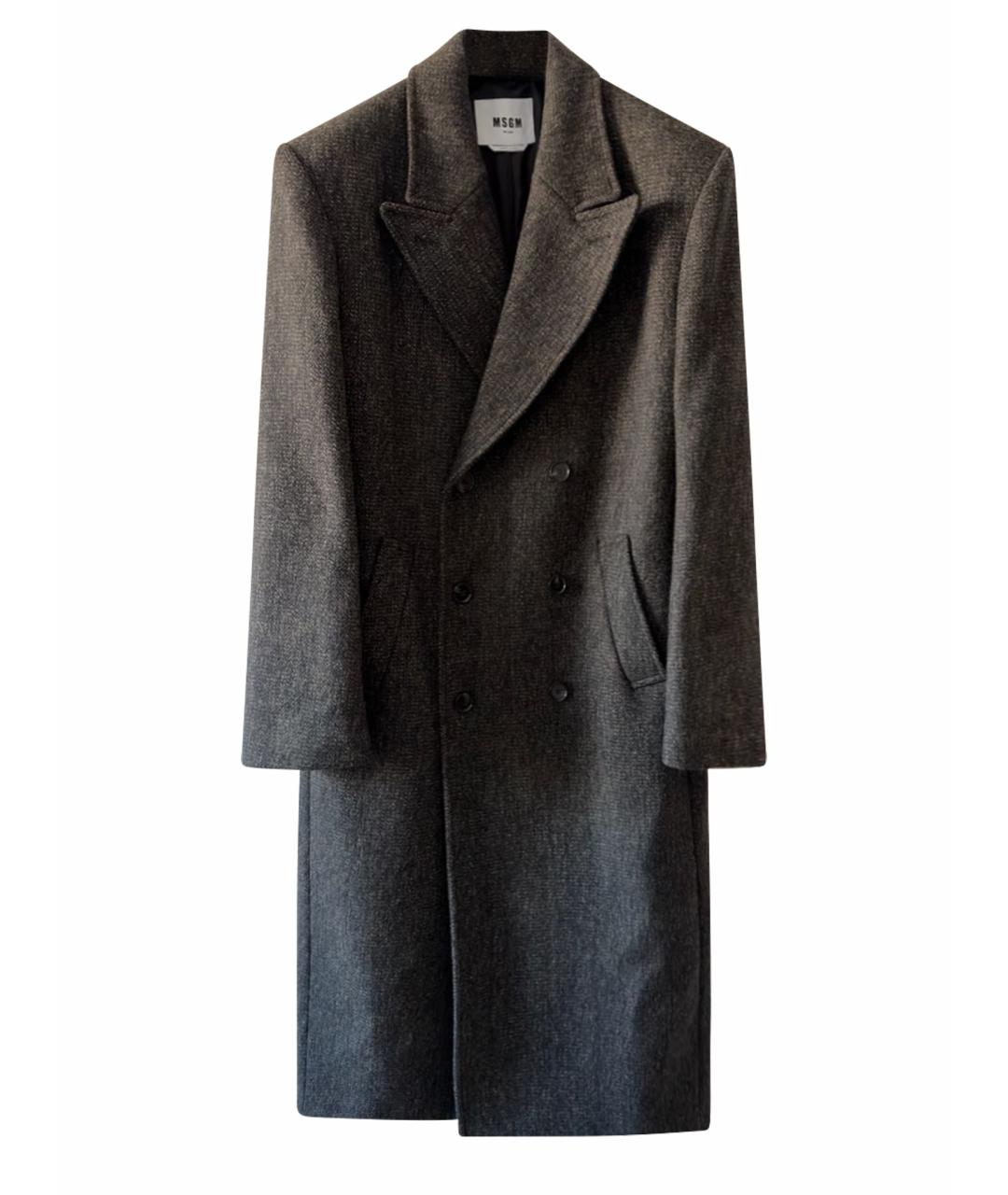 MSGM Коричневое шерстяное пальто, фото 1