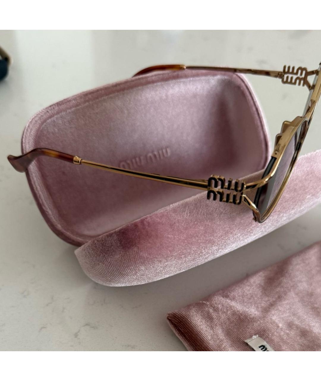 MIU MIU Золотые металлические солнцезащитные очки, фото 2