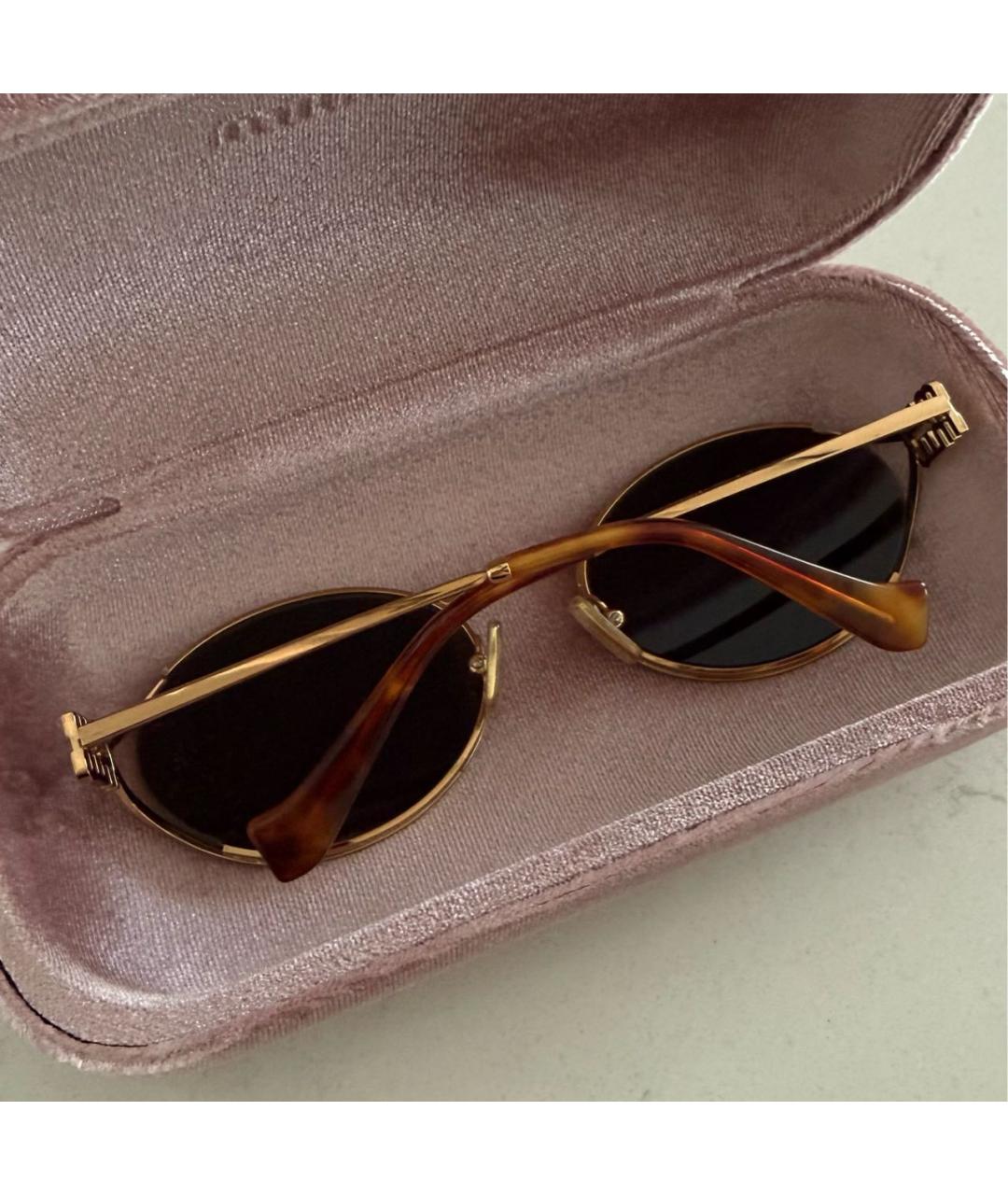 MIU MIU Золотые металлические солнцезащитные очки, фото 3