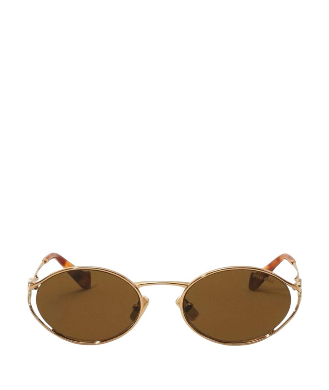 MIU MIU Золотые металлические солнцезащитные очки, фото 1