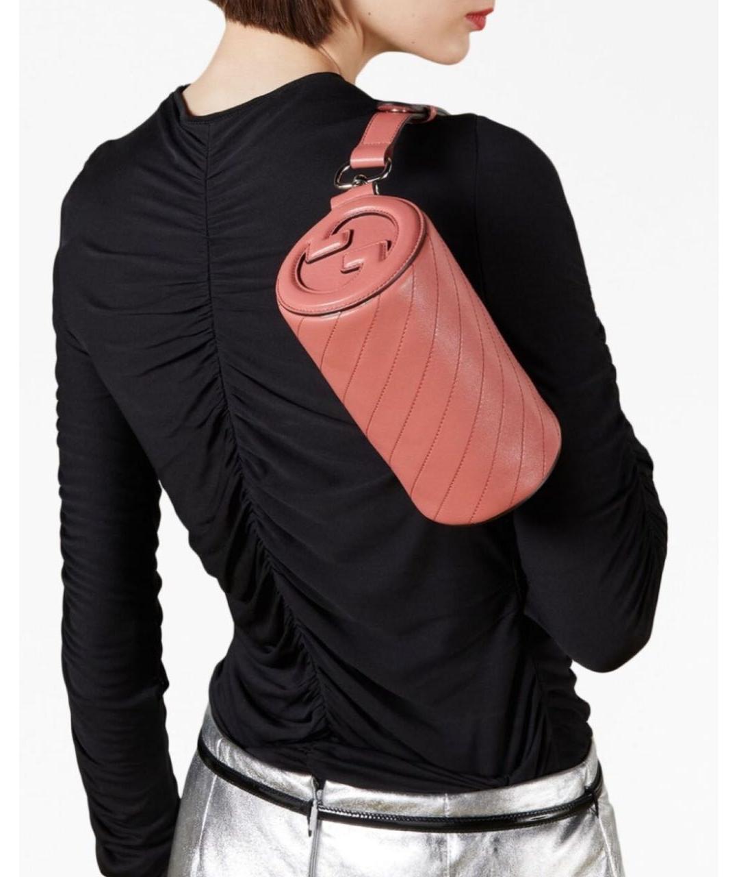 GUCCI Коралловая кожаная сумка с короткими ручками, фото 8