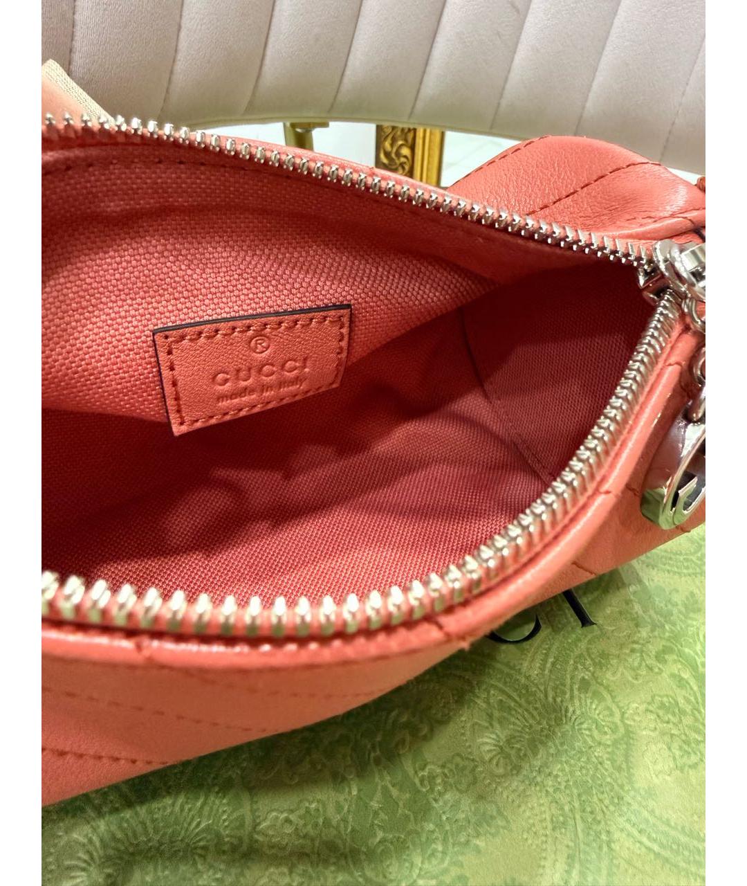 GUCCI Коралловая кожаная сумка с короткими ручками, фото 6