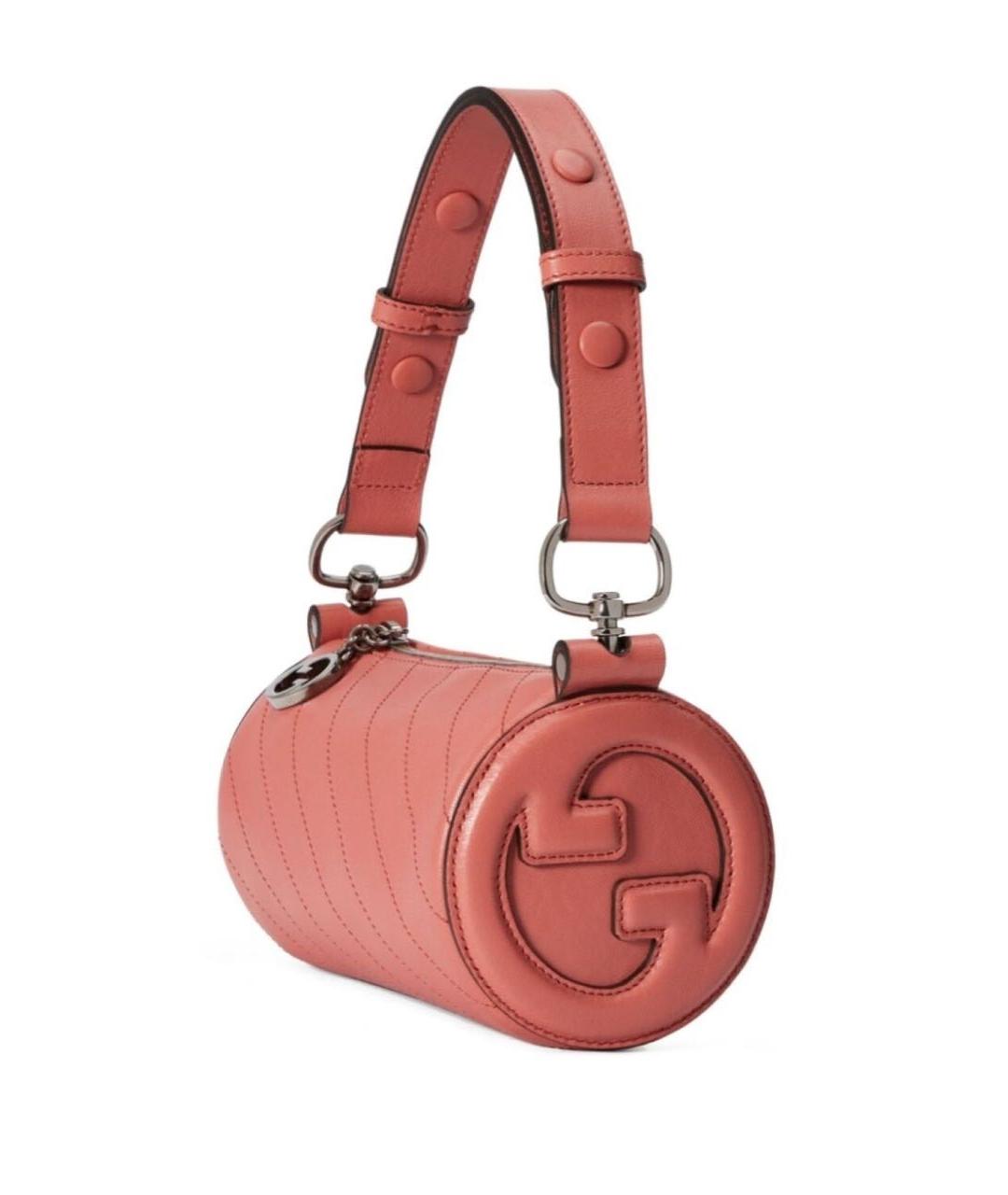 GUCCI Коралловая кожаная сумка с короткими ручками, фото 2