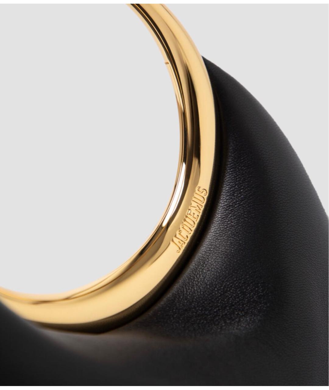 JACQUEMUS Черная кожаная сумка с короткими ручками, фото 4