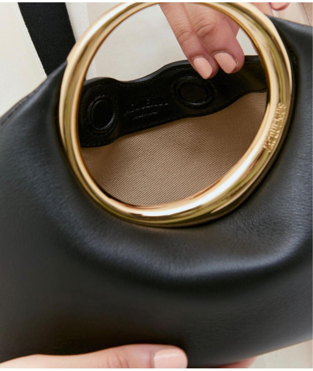 JACQUEMUS Черная кожаная сумка с короткими ручками, фото 5