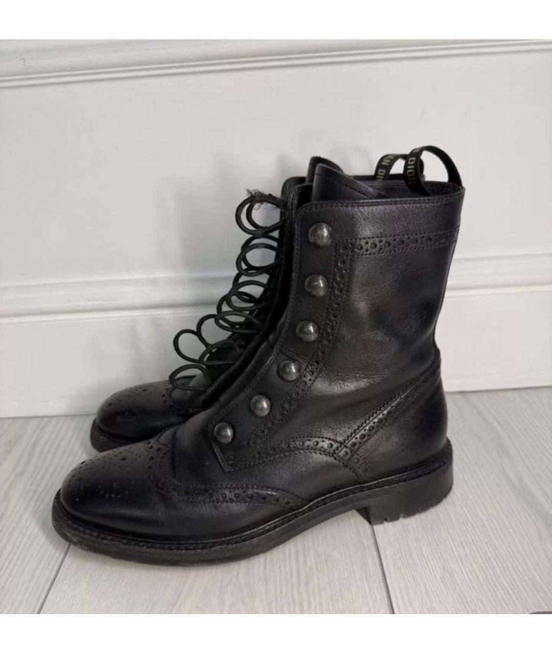CHRISTIAN DIOR Черные кожаные ботинки, фото 2